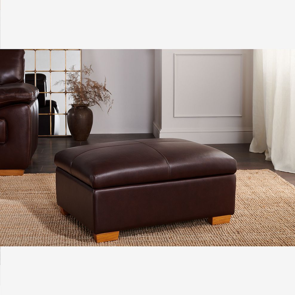 Arlington Storage Footstool in Two Tone Brown Leather Thumbnail 1