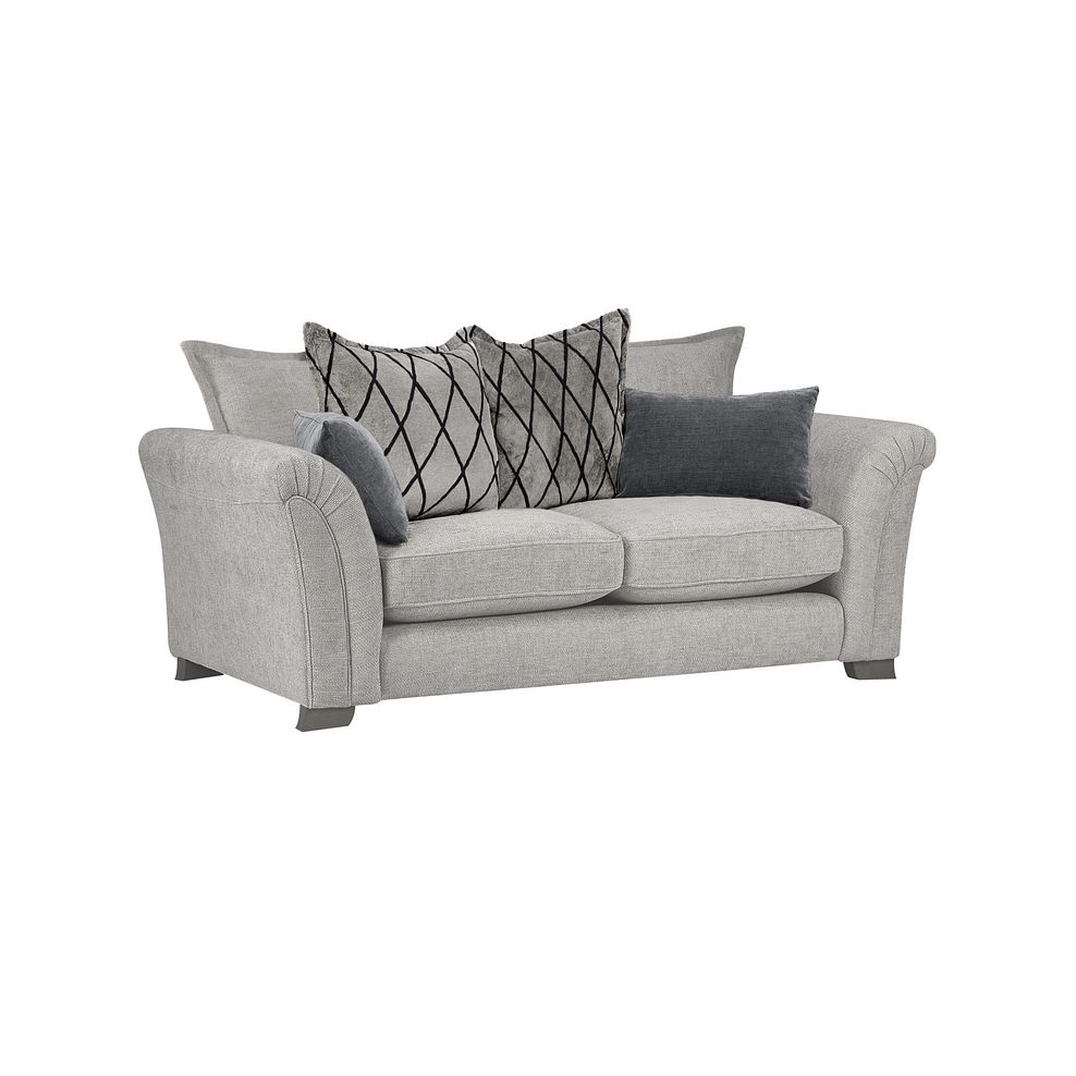 Ashby 3 Seater Pillow Back Sofa in Silver fabric 1
