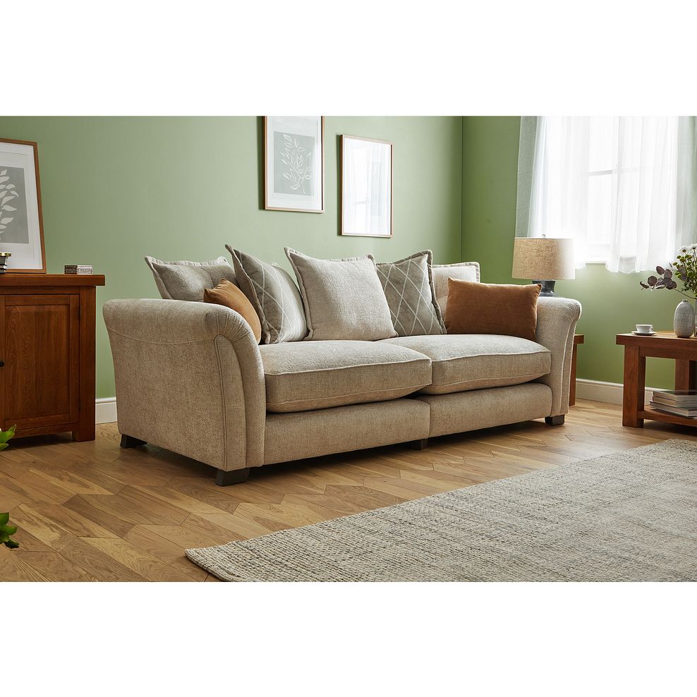 Ashby 4 Seater Pillow Back Sofa in Cream fabric 1