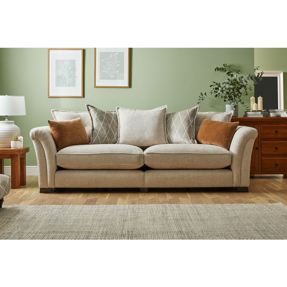 Ashby 4 Seater Pillow Back Sofa in Cream fabric 2