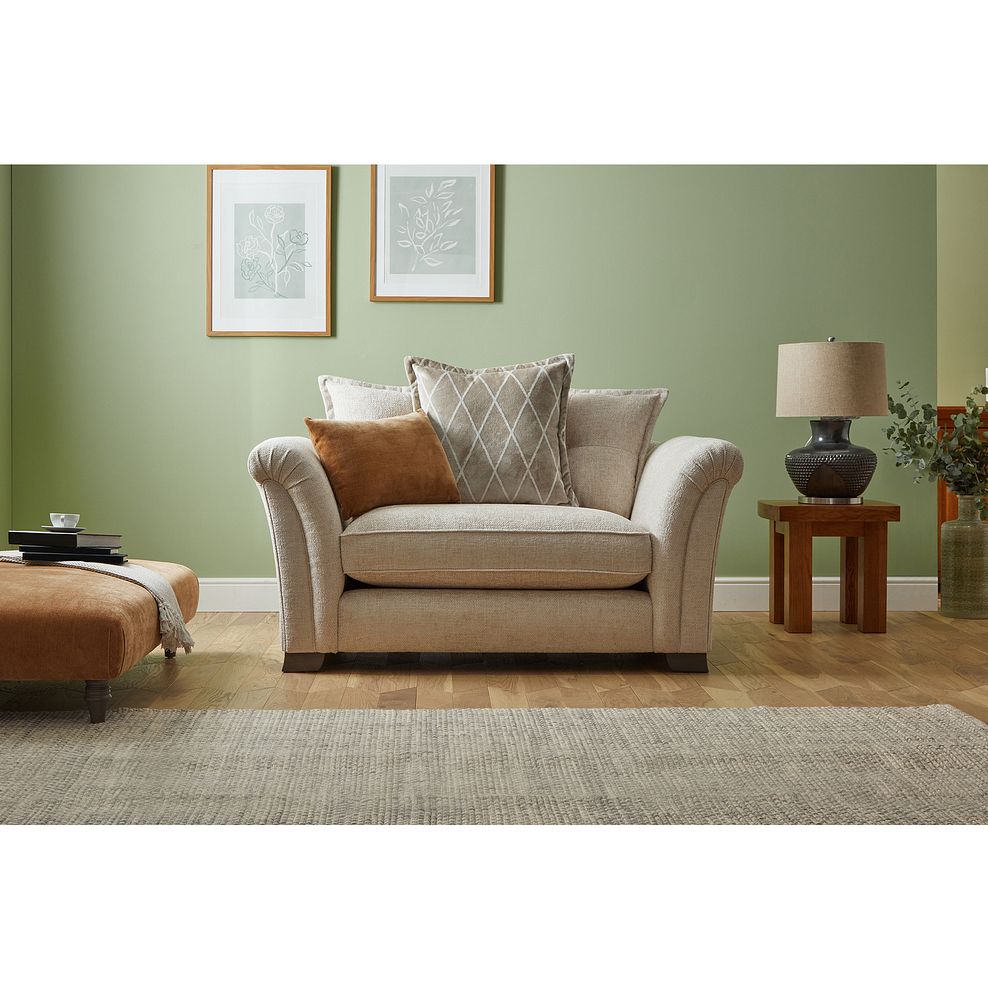 Ashby Pillow Back Loveseat in Cream fabric Thumbnail 2