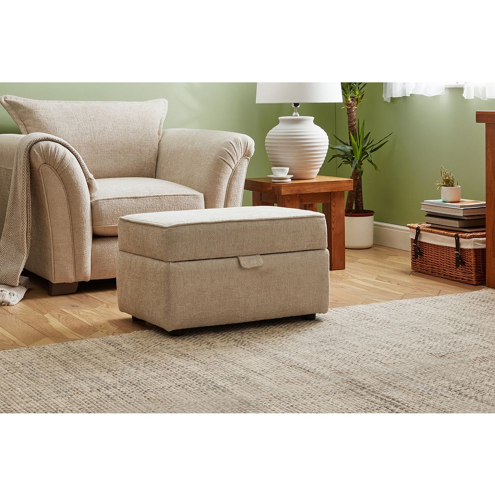 Ashby Storage Footstool in Cream fabric Thumbnail 1