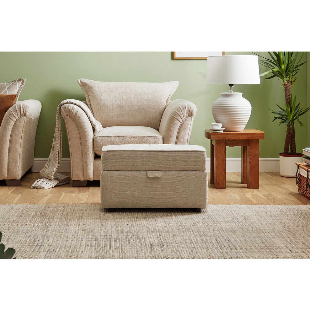 Ashby Storage Footstool in Cream fabric Thumbnail 2