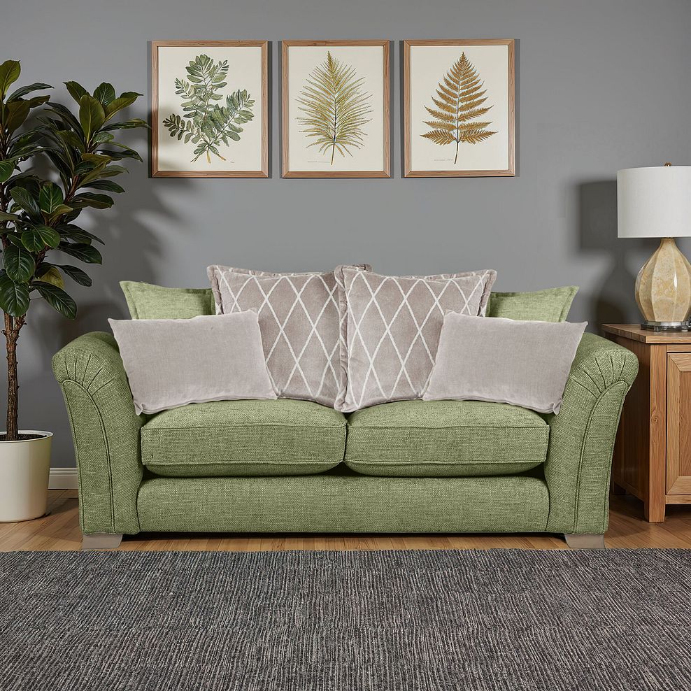 Ashby 3 Seater Pillow Back Sofa in Olive fabric 1