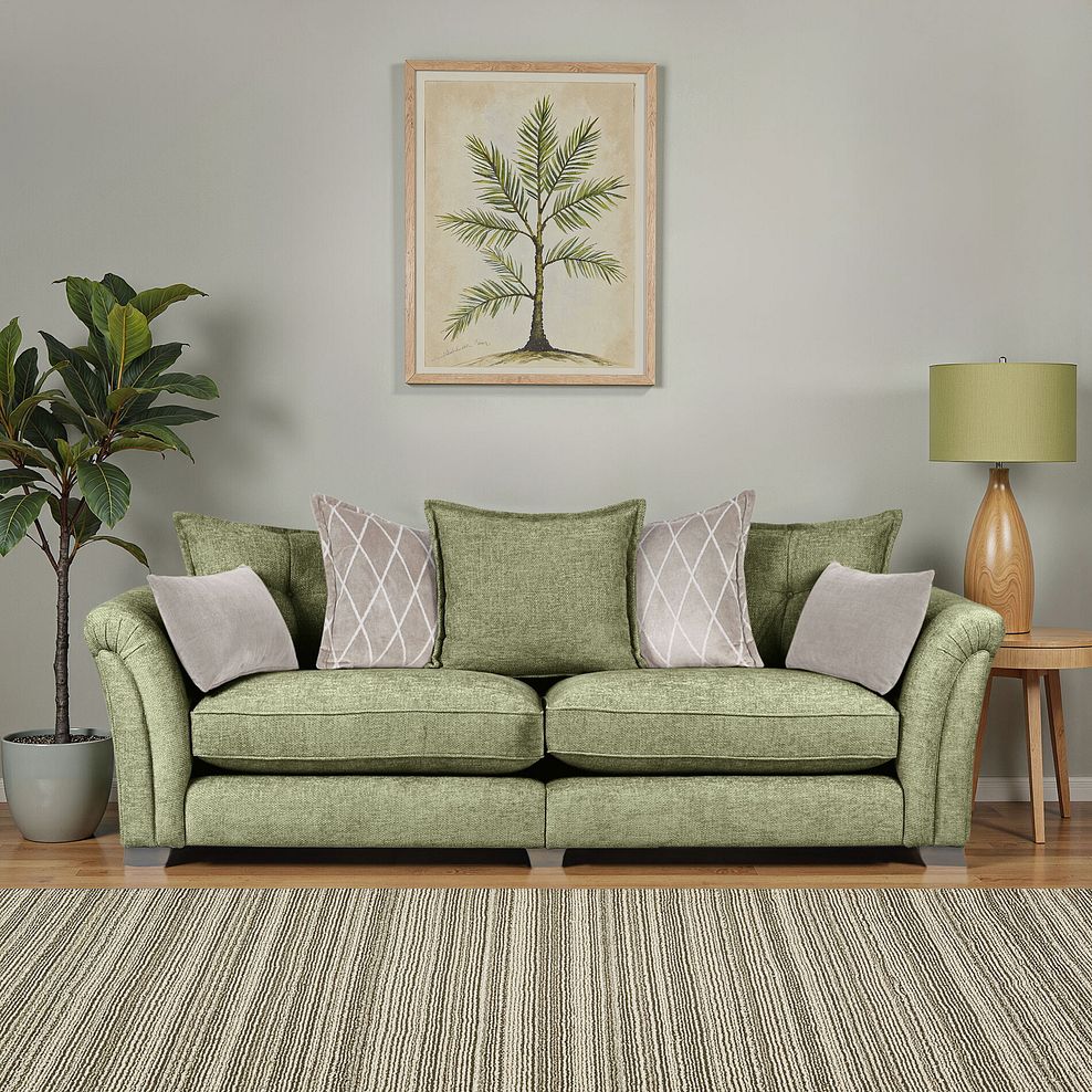 Ashby 4 Seater Pillow Back Sofa in Olive fabric 1
