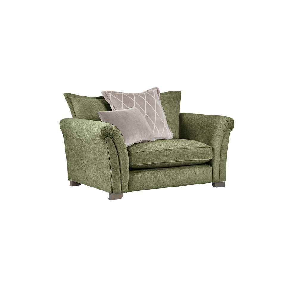 Ashby Pillow Back Loveseat in Olive fabric