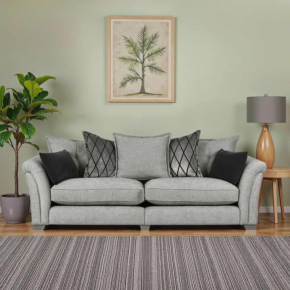 Ashby 4 Seater Pillow Back Sofa in Platinum fabric 1