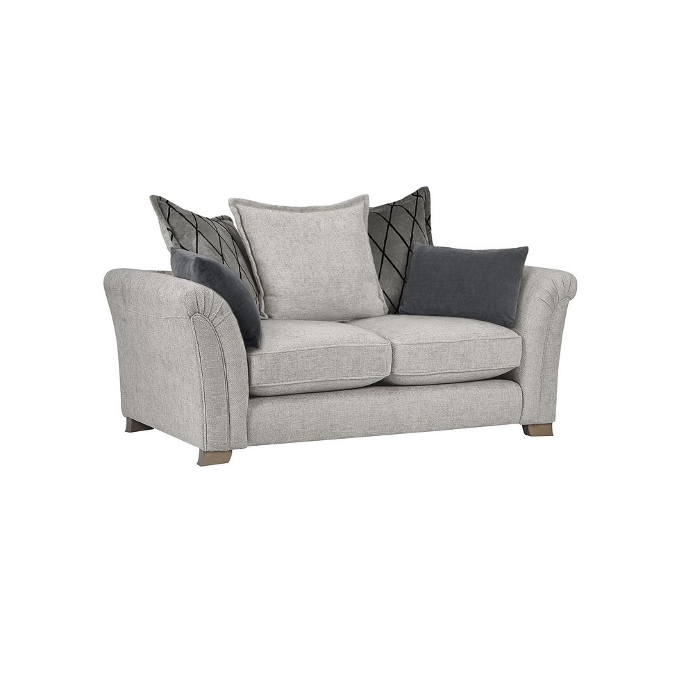 Ashby 2 Seater Pillow Back Sofa in Silver fabric 1