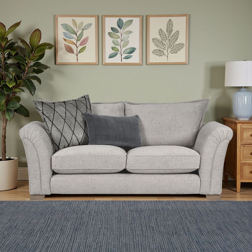 Ashby 3 Seater High Back Sofa in Silver fabric 1