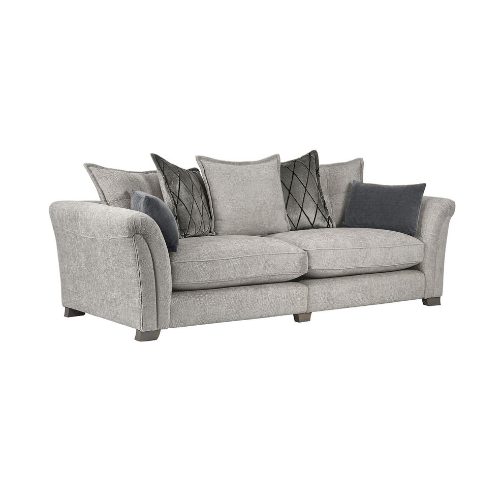 Ashby 4 Seater Pillow Back Sofa in Silver fabric 1