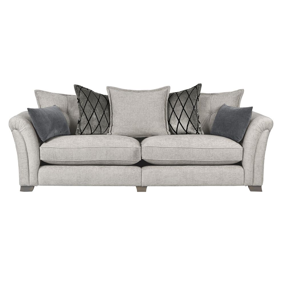 Ashby 4 Seater Pillow Back Sofa in Silver fabric 2