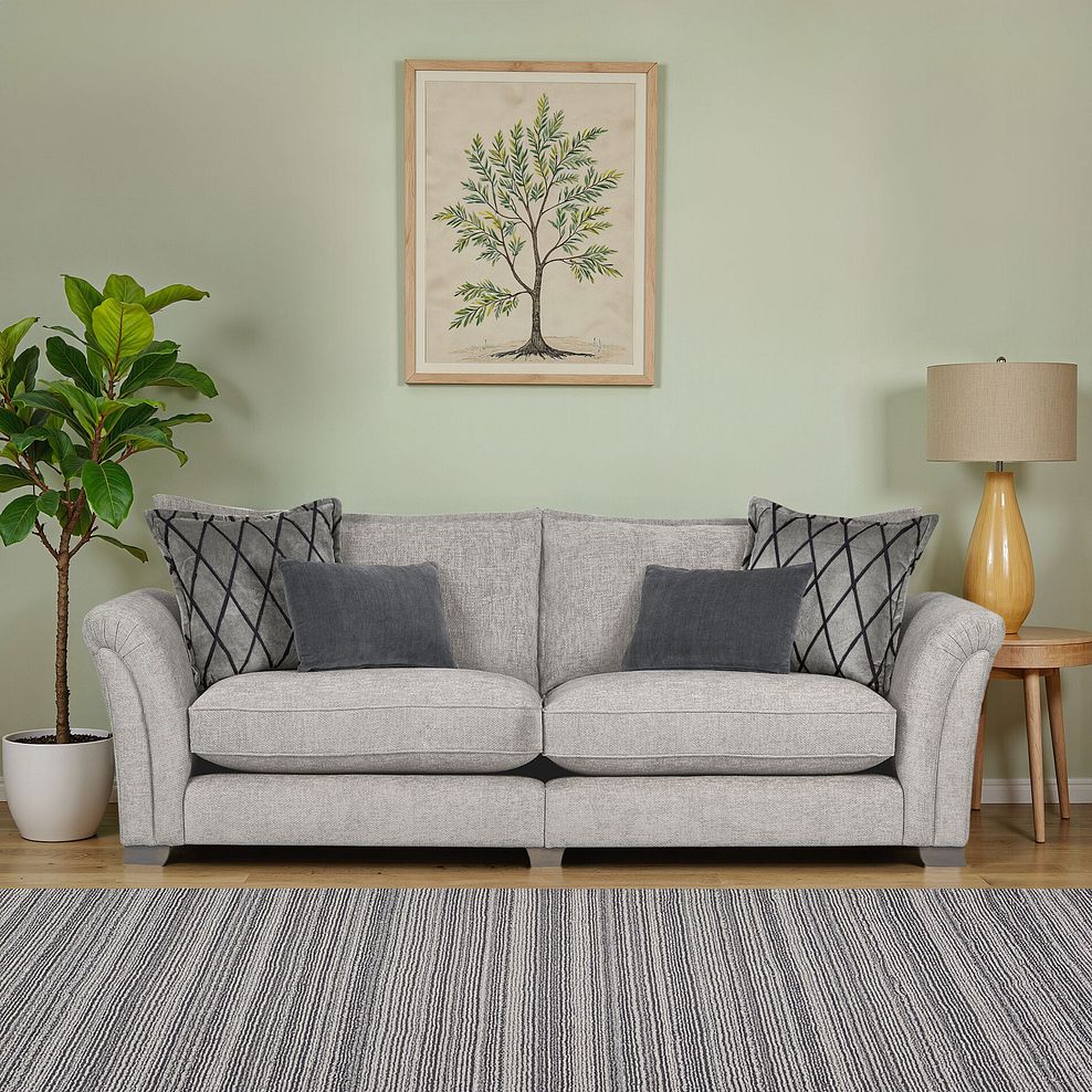 Ashby 4 Seater High Back Sofa in Silver fabric 1