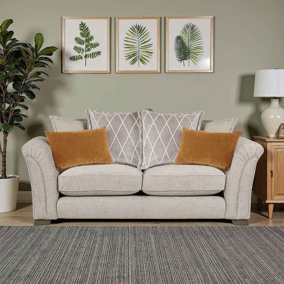 Ashby 3 Seater Pillow Back Sofa in Stone fabric 1