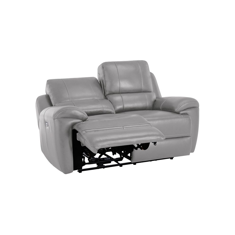 Austin 2 Seater Electric Recliner Sofa with Power Headrest in Light Grey Leather Thumbnail 4