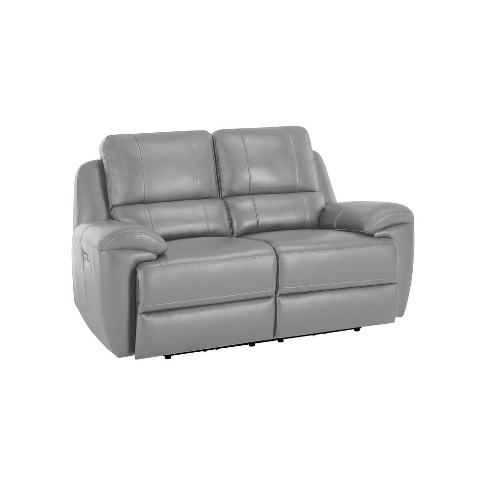 Austin 2 Seater Electric Recliner Sofa with Power Headrest in Light Grey Leather