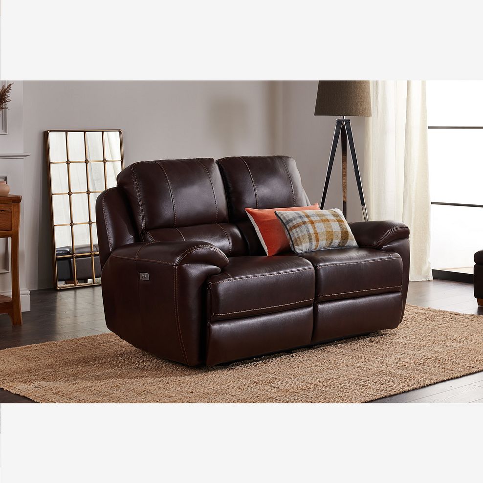 Austin 2 Seater Electric Recliner Sofa with Power Headrest in Two Tone Brown Leather Thumbnail 1