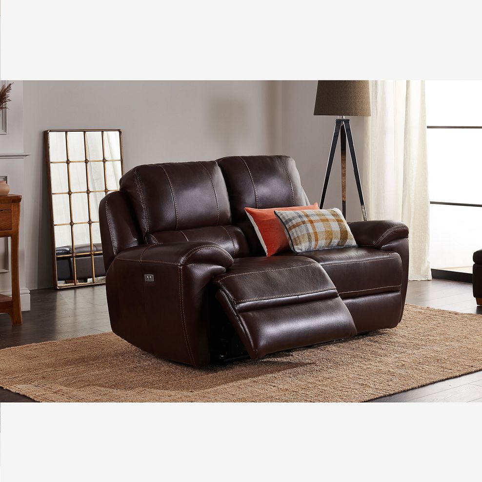 Austin 2 Seater Electric Recliner Sofa with Power Headrest in Two Tone Brown Leather 3