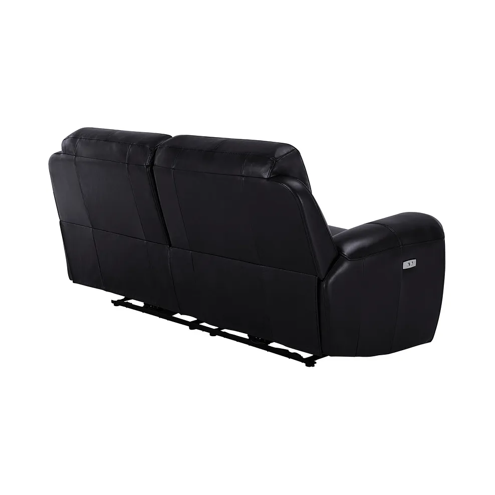 Austin 3 Seater Electric Recliner Sofa with Power Headrest in Black Leather 7