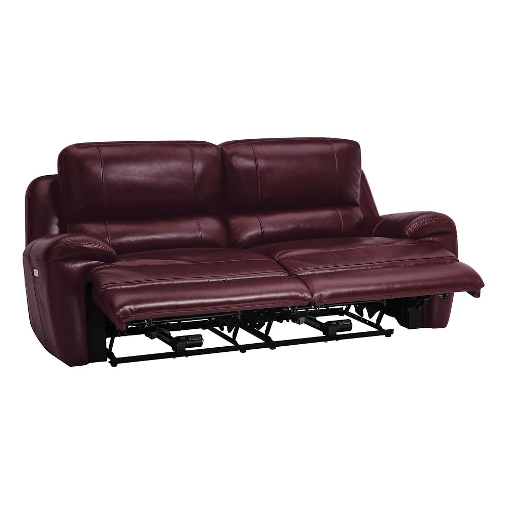 Austin 3 Seater Electric Recliner Sofa with Power Headrest in Burgundy Leather 6
