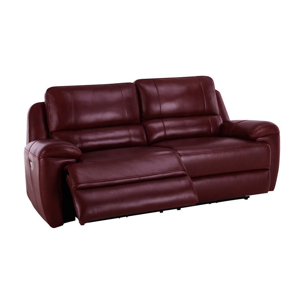 Austin 3 Seater Electric Recliner Sofa with Power Headrest in Burgundy Leather 3