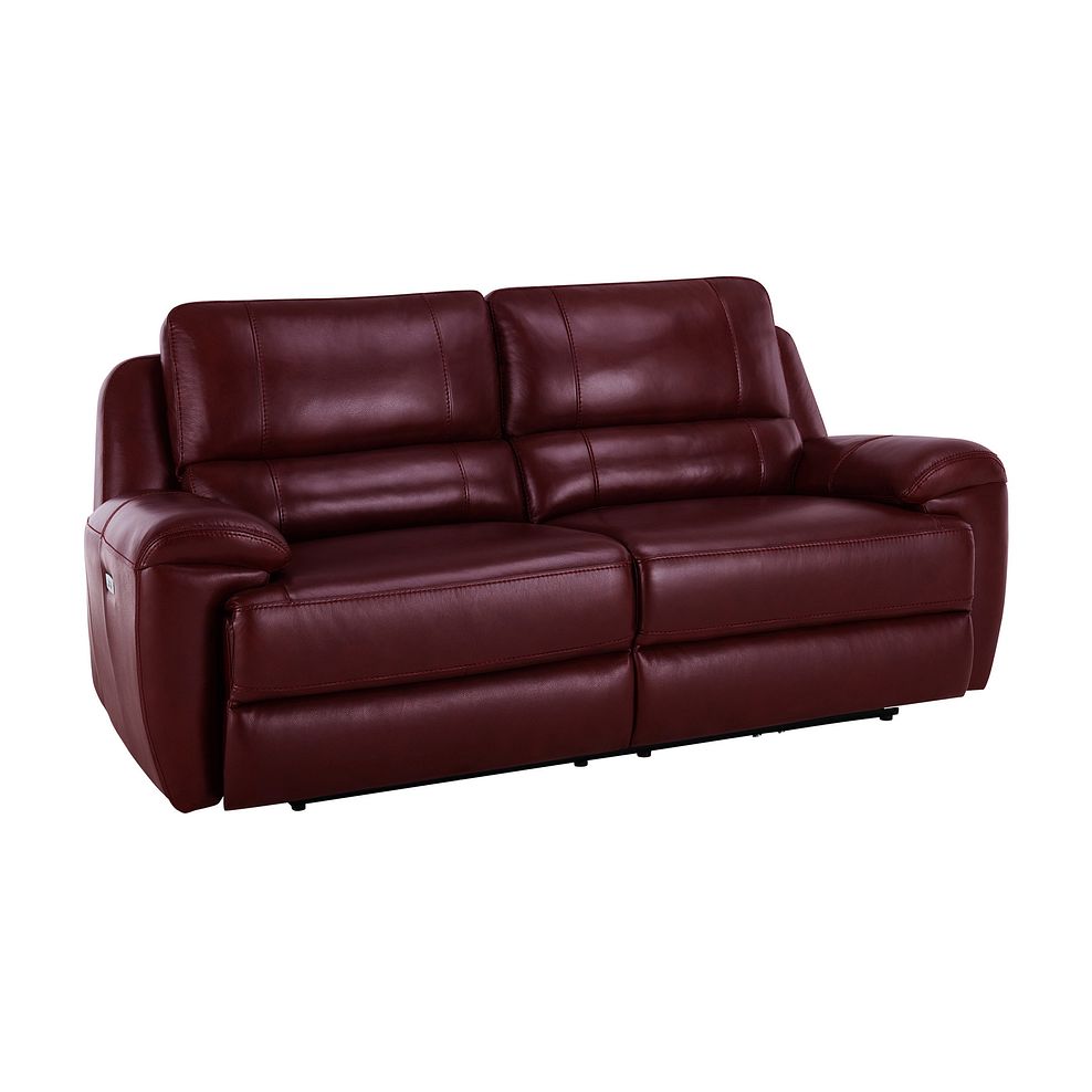 Austin 3 Seater Electric Recliner Sofa with Power Headrest in Burgundy Leather Thumbnail 1