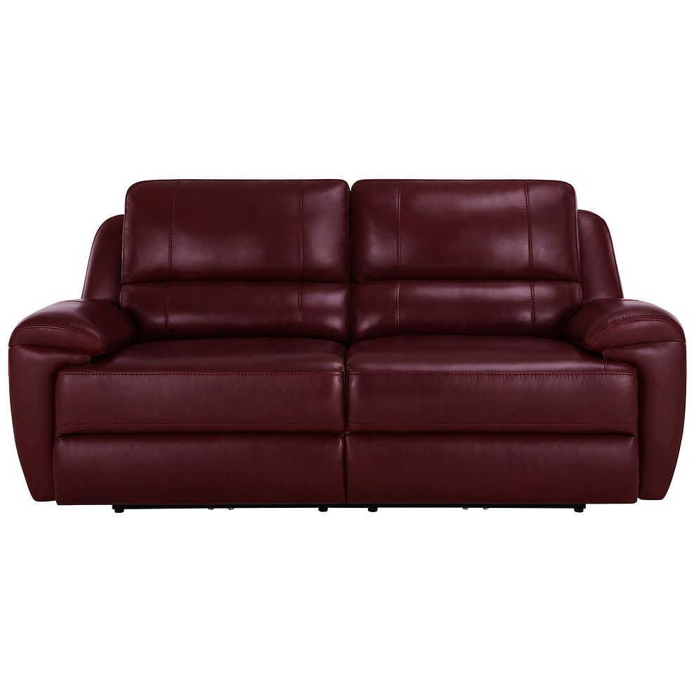 Austin 3 Seater Electric Recliner Sofa with Power Headrest in Burgundy Leather Thumbnail 2