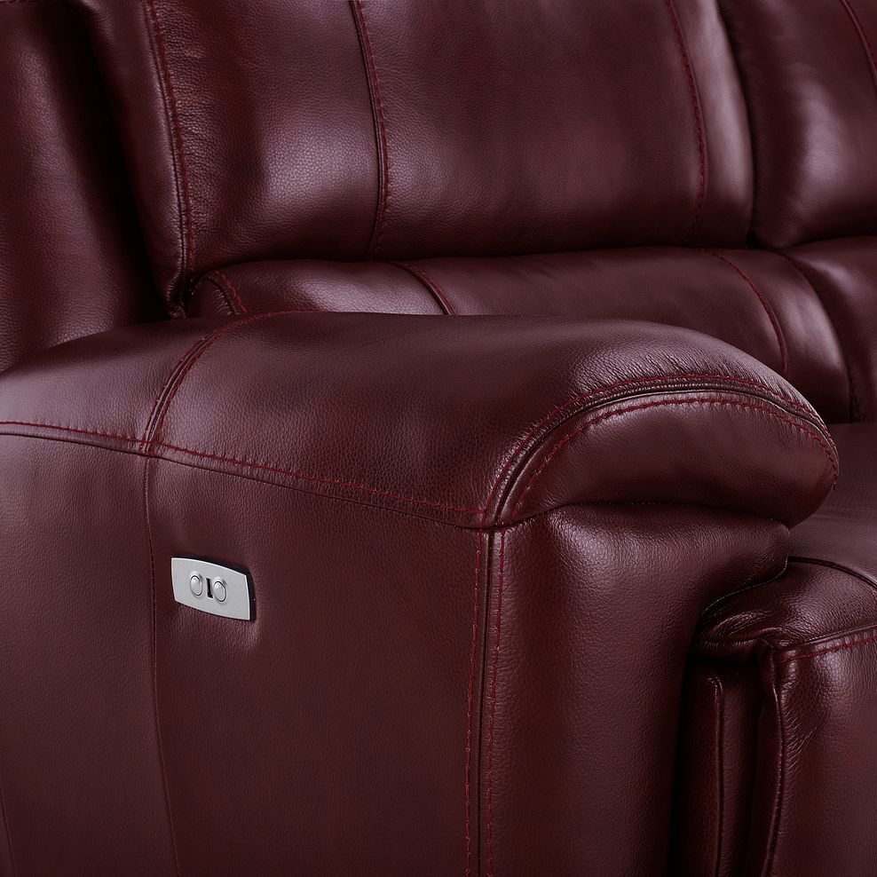 Austin 3 Seater Electric Recliner Sofa with Power Headrest in Burgundy Leather 13