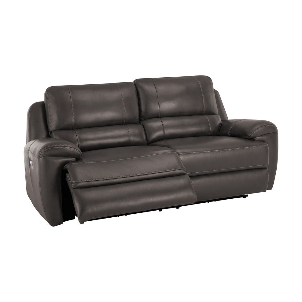 Austin 3 Seater Electric Recliner Sofa with Power Headrest in Dark Grey Leather 3