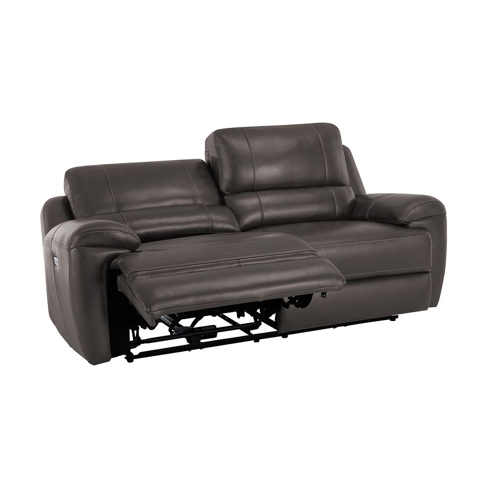 Austin 3 Seater Electric Recliner Sofa with Power Headrest in Dark Grey Leather Thumbnail 4