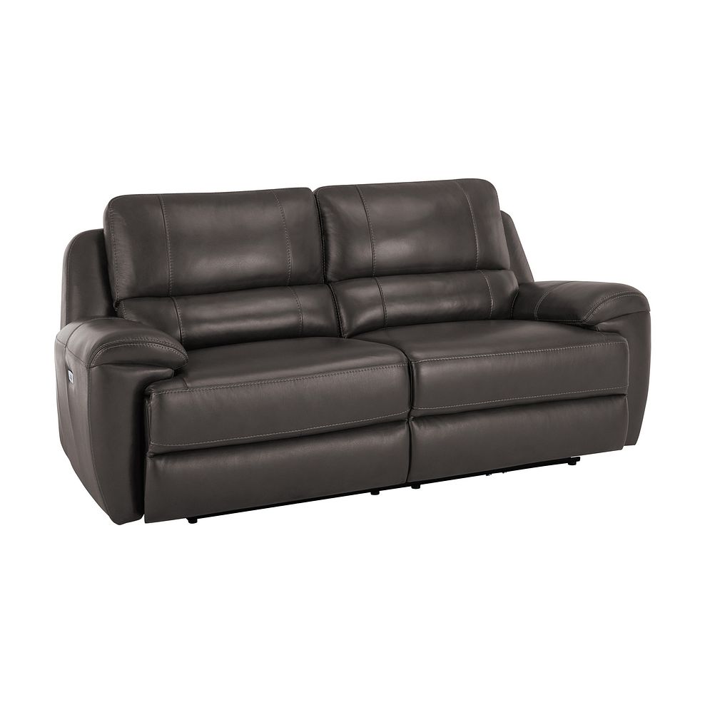 Austin 3 Seater Electric Recliner Sofa with Power Headrest in Dark Grey Leather
