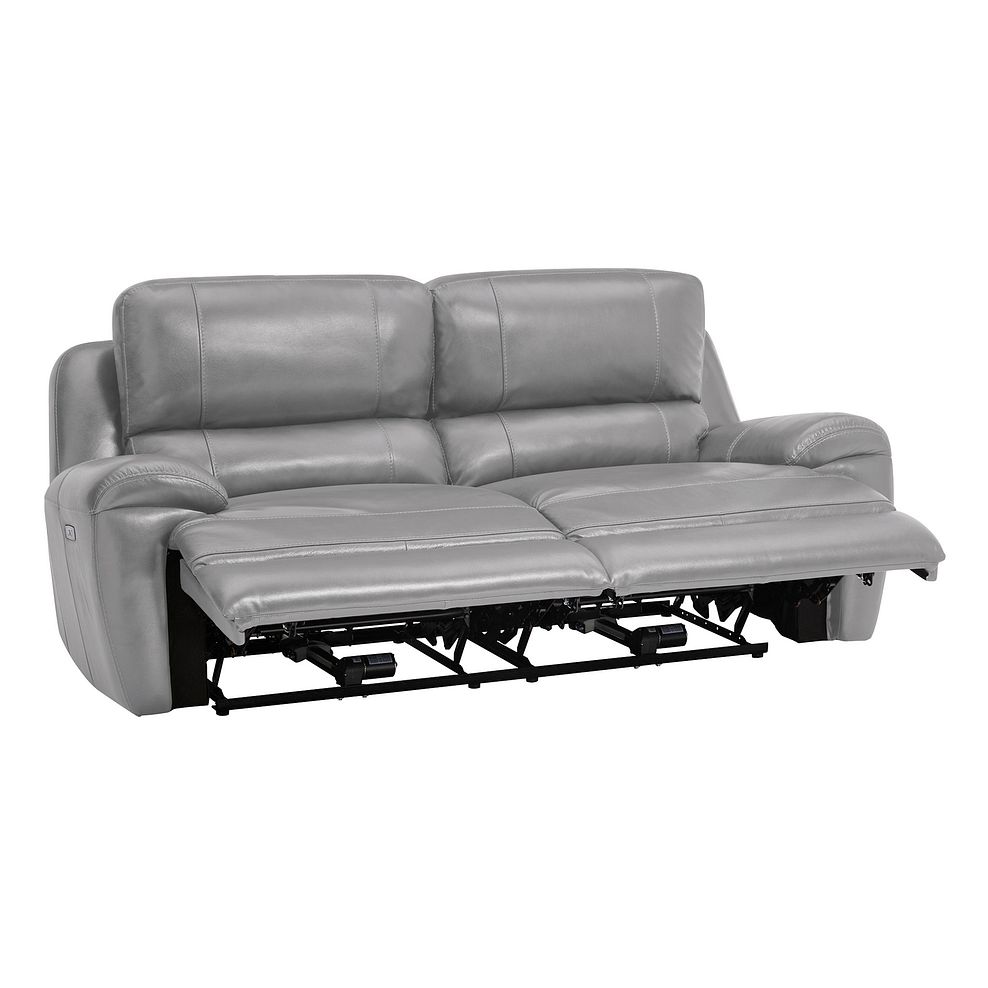 Austin 3 Seater Electric Recliner Sofa with Power Headrest in Light Grey Leather 6