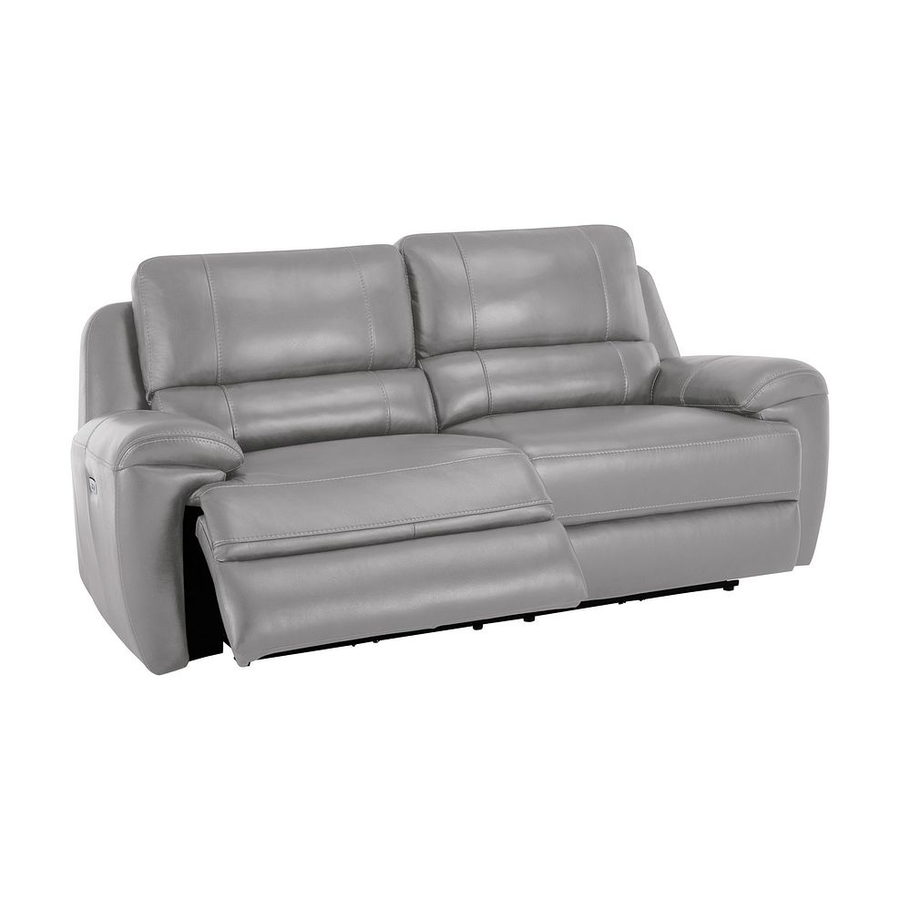 Austin 3 Seater Electric Recliner Sofa with Power Headrest in Light Grey Leather Thumbnail 3
