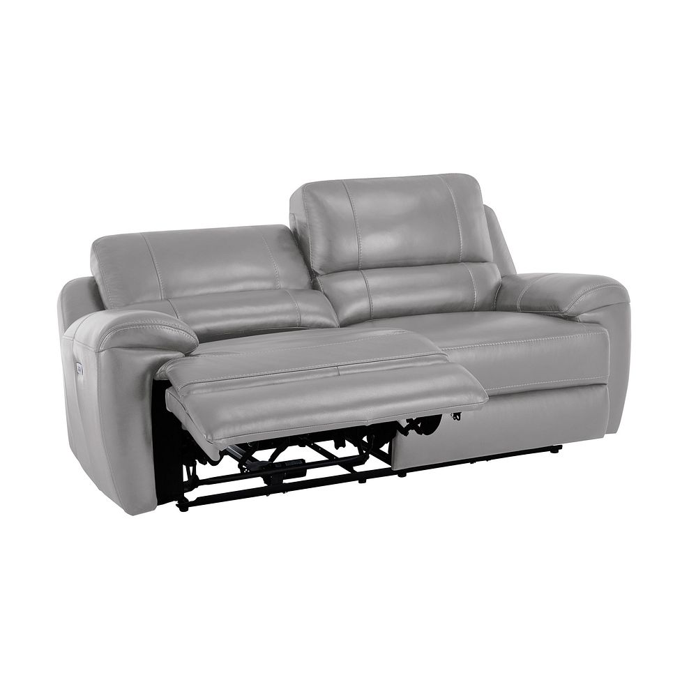 Austin 3 Seater Electric Recliner Sofa with Power Headrest in Light Grey Leather Thumbnail 4