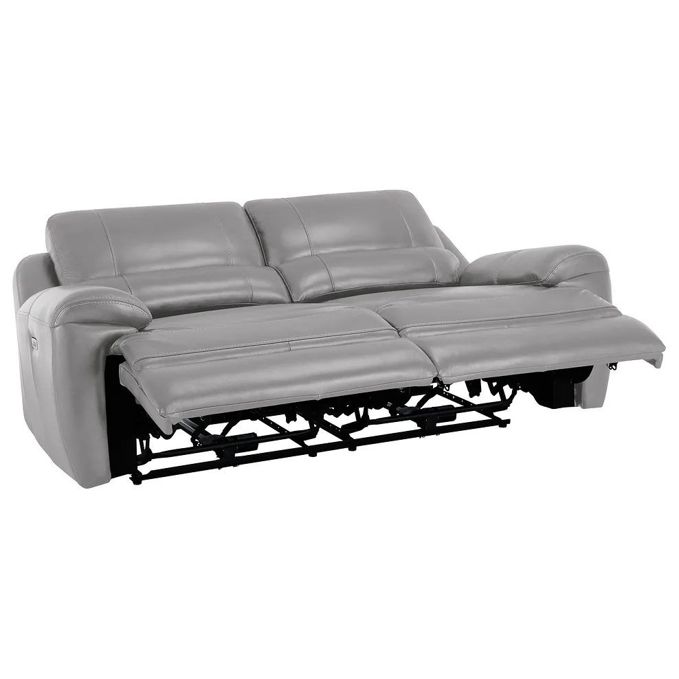 Austin 3 Seater Electric Recliner Sofa with Power Headrest in Light Grey Leather 5