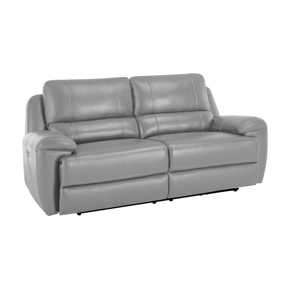 Austin 3 Seater Electric Recliner Sofa with Power Headrest in Light Grey Leather Thumbnail 1