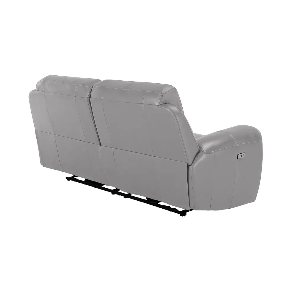 Austin 3 Seater Electric Recliner Sofa with Power Headrest in Light Grey Leather 7