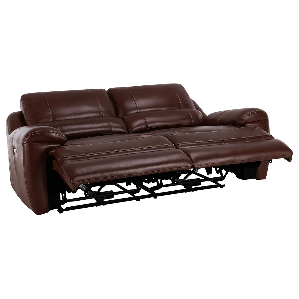 Austin 3 Seater Electric Recliner Sofa with Power Headrest in Tan Leather 5