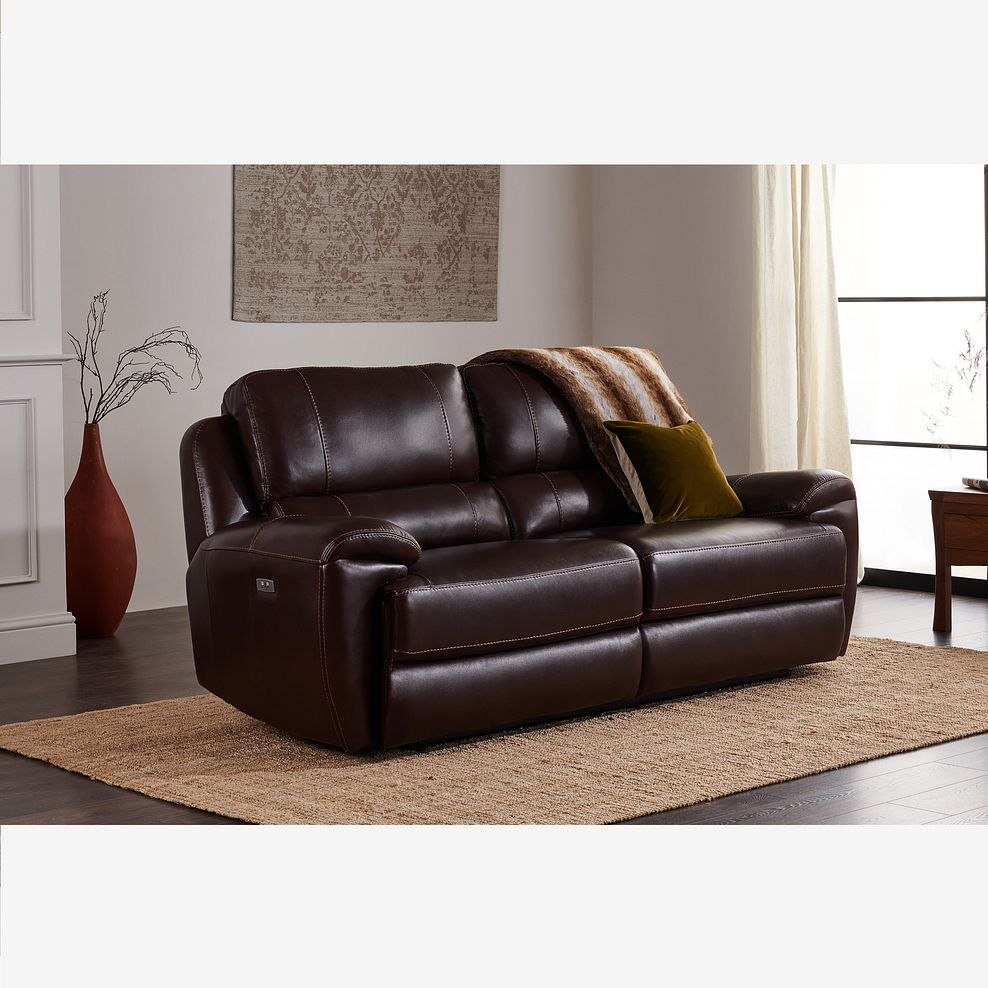 Austin 3 Seater Electric Recliner Sofa with Power Headrest in Two Tone Brown Leather Thumbnail 1
