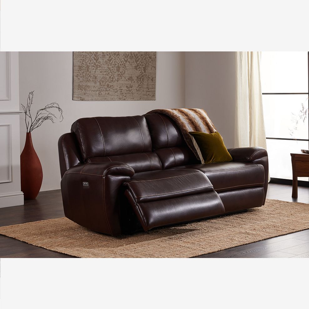 Austin 3 Seater Electric Recliner Sofa with Power Headrest in Two Tone Brown Leather 2