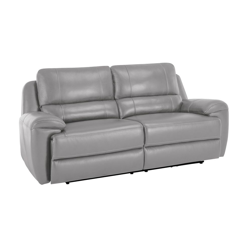 Austin 3 Seater Sofa in Light Grey Leather Thumbnail 1