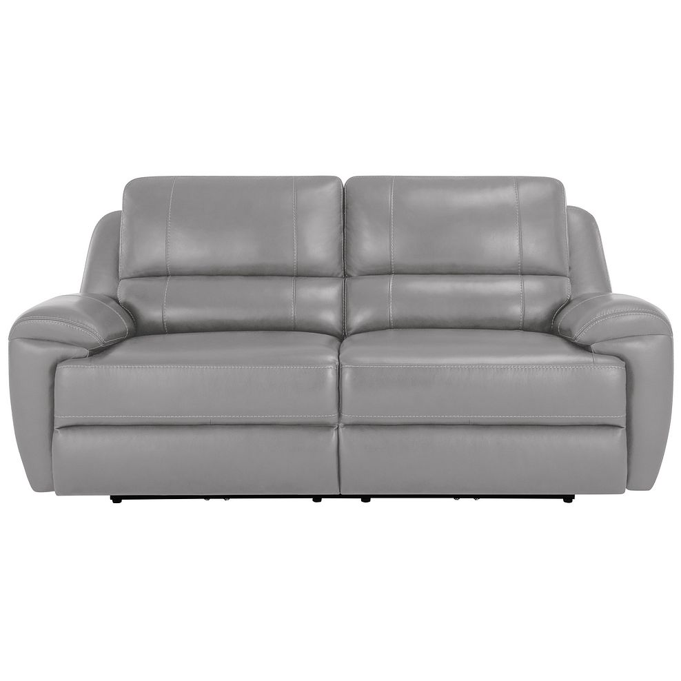 Austin 3 Seater Sofa in Light Grey Leather Thumbnail 2