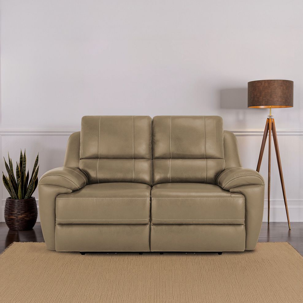 Austin 2 Seater Electric Recliner Sofa with Power Headrest in Beige Leather 1