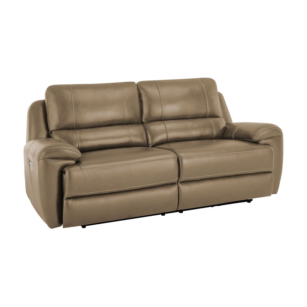 Austin 3 Seater Electric Recliner Sofa with Power Headrest in Beige Leather 1