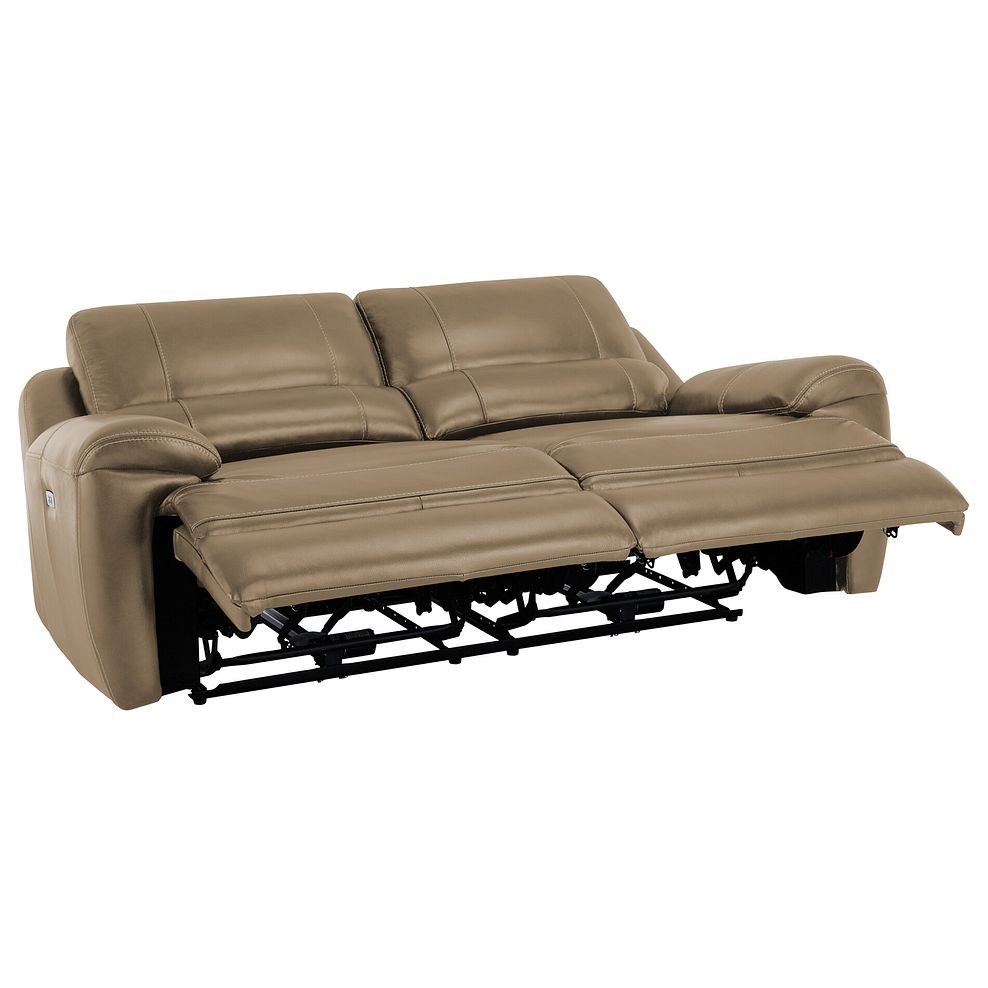 Austin 3 Seater Electric Recliner Sofa with Power Headrest in Beige Leather 5