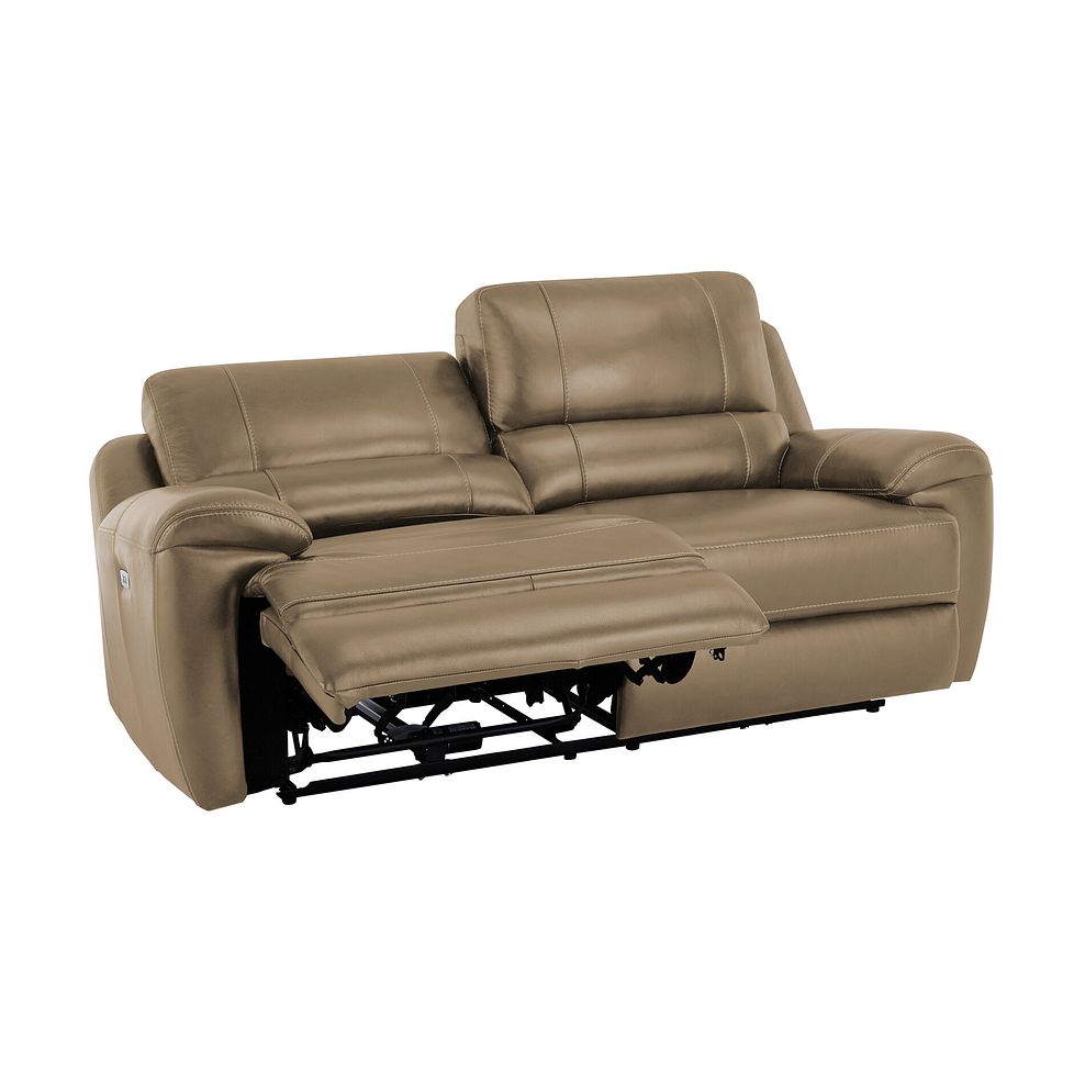 Austin 3 Seater Electric Recliner Sofa with Power Headrest in Beige Leather 4