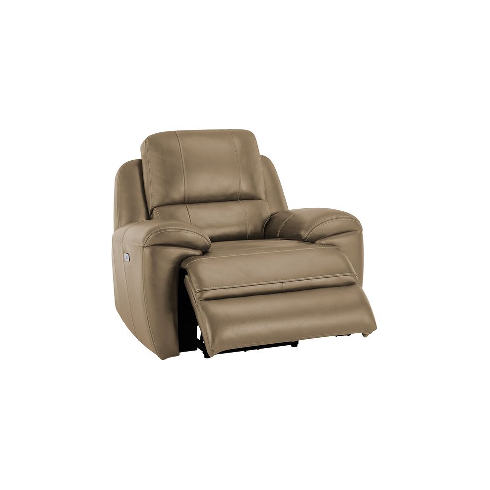 Austin Electric Recliner Armchair with Power Headrest in Beige Leather 3