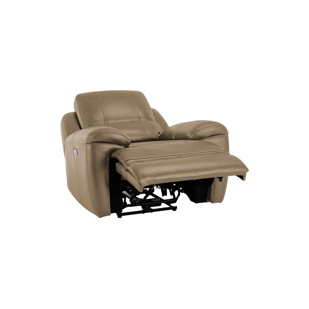 Austin Electric Recliner Armchair with Power Headrest in Beige Leather Thumbnail 4