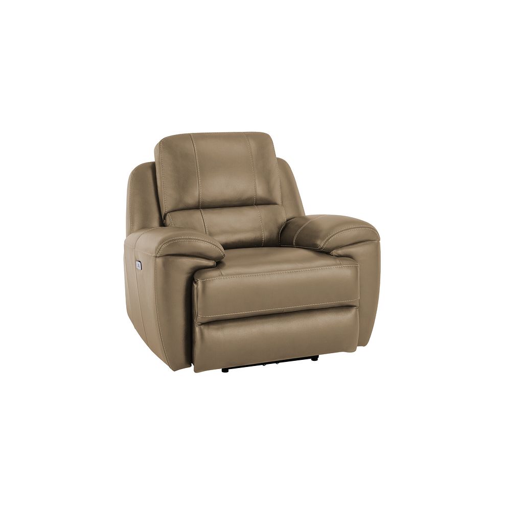 Austin Electric Recliner Armchair with Power Headrest in Beige Leather 1