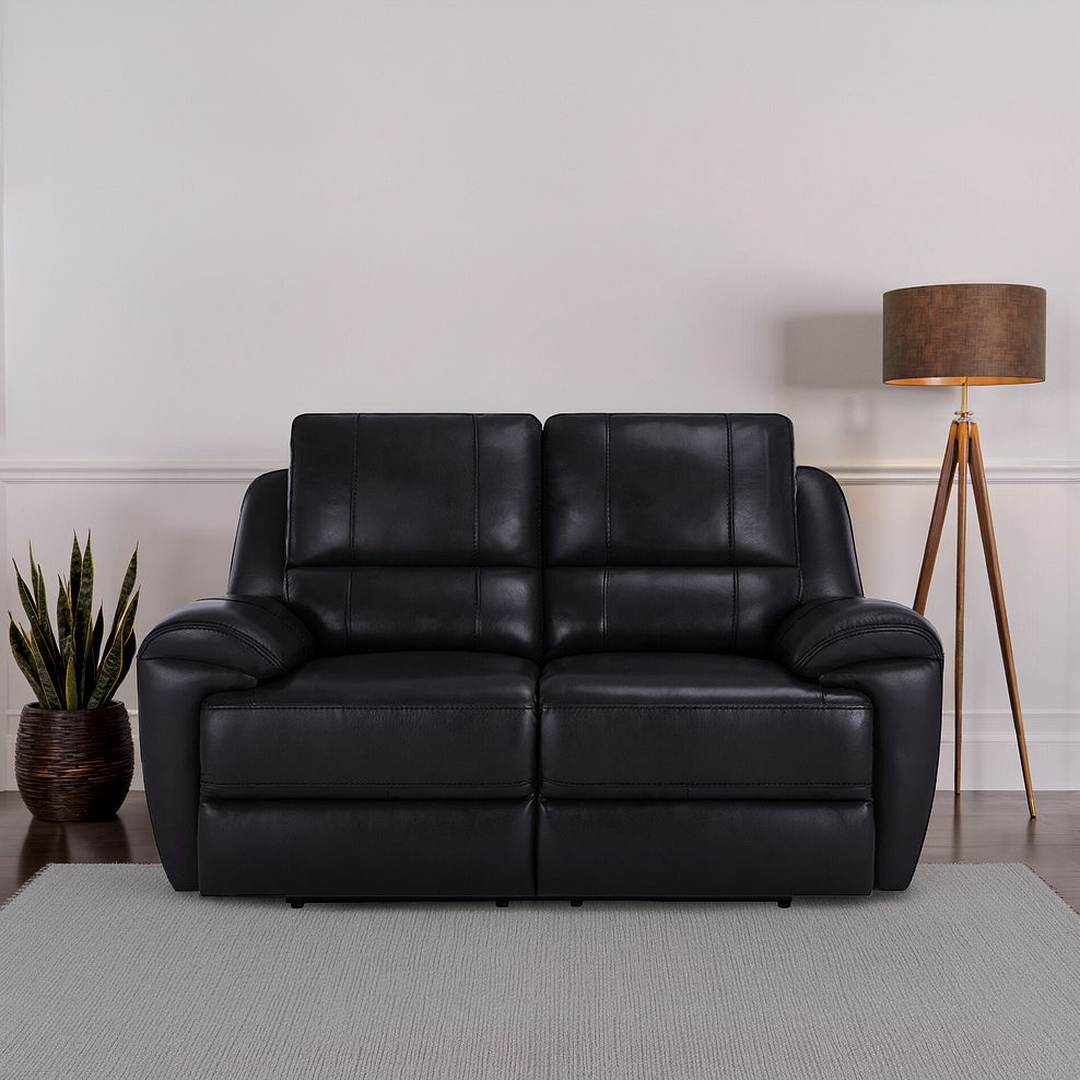 Austin 2 Seater Electric Recliner Sofa with Power Headrest in Black Leather 1