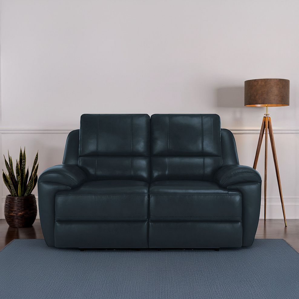 Austin 2 Seater Electric Recliner Sofa with Power Headrest in Blue Leather 1